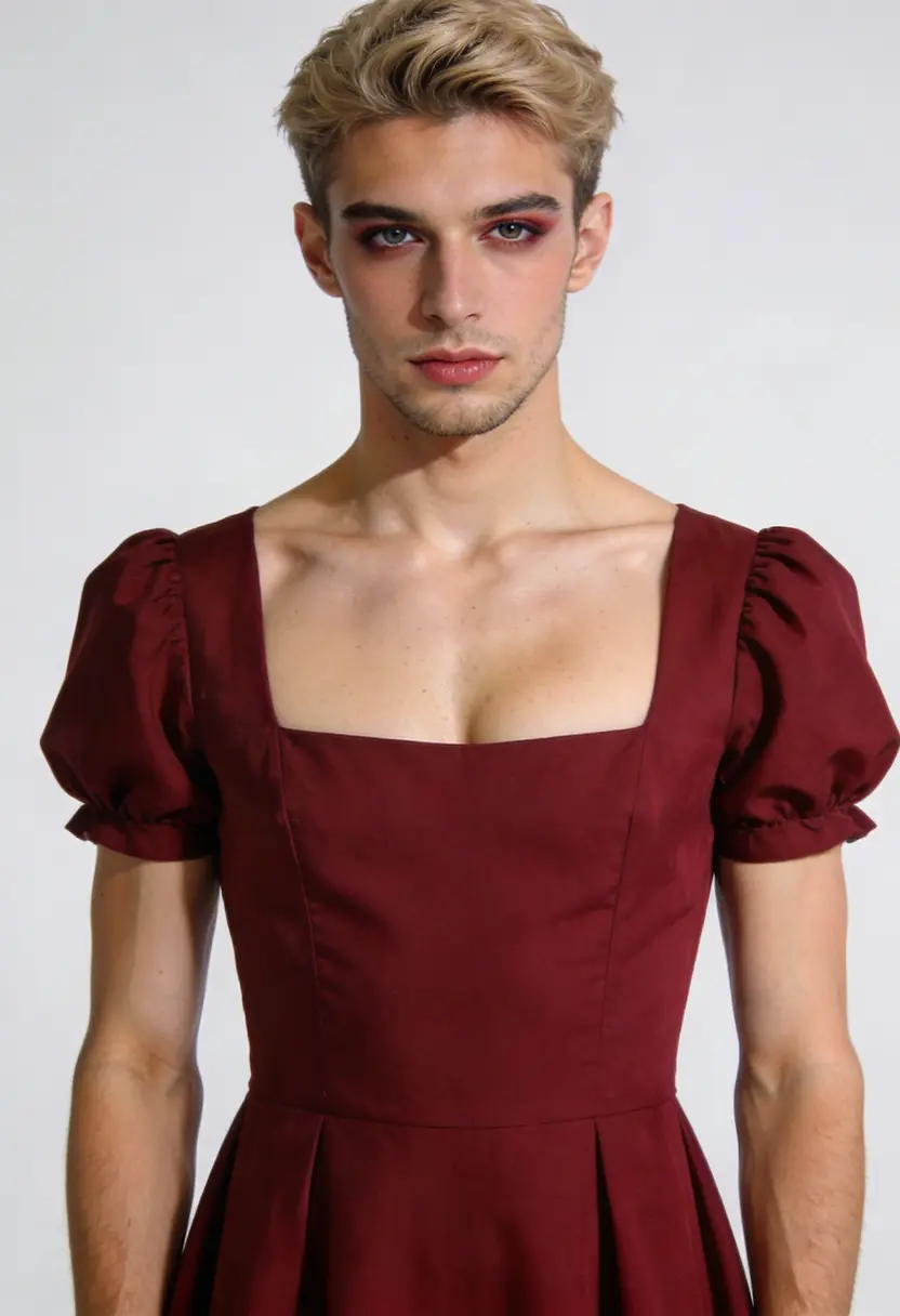 crossdressing boy saturated tones delicate to striking look
