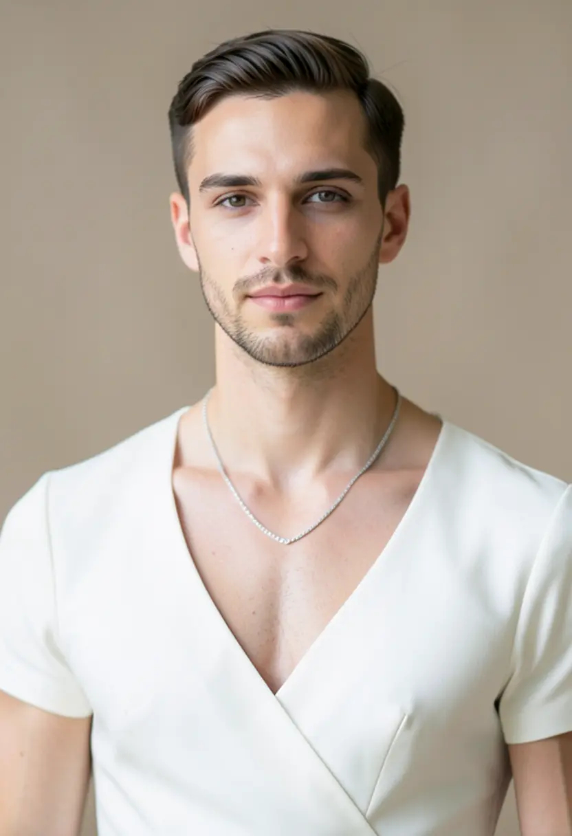crossdressing boy simple jewelry soft studio light