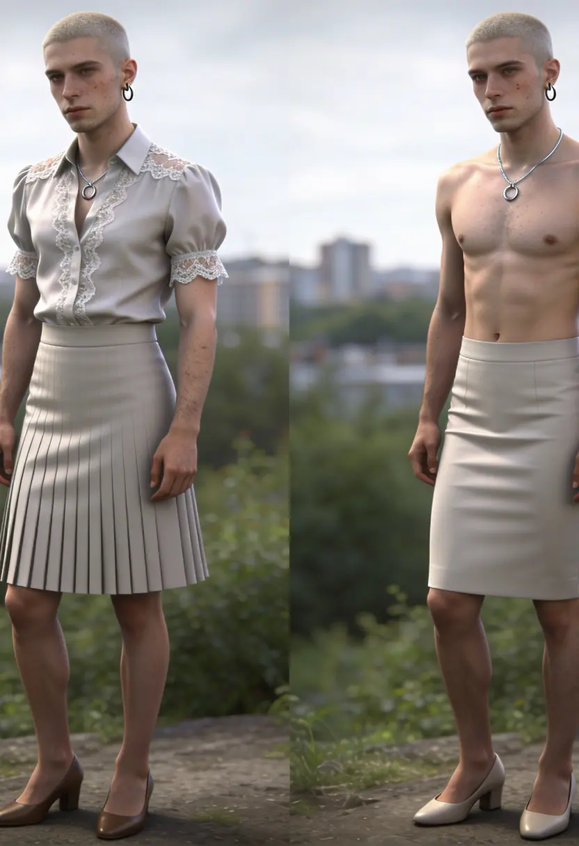 crossdressing boy skirt taken in at the waist accessories