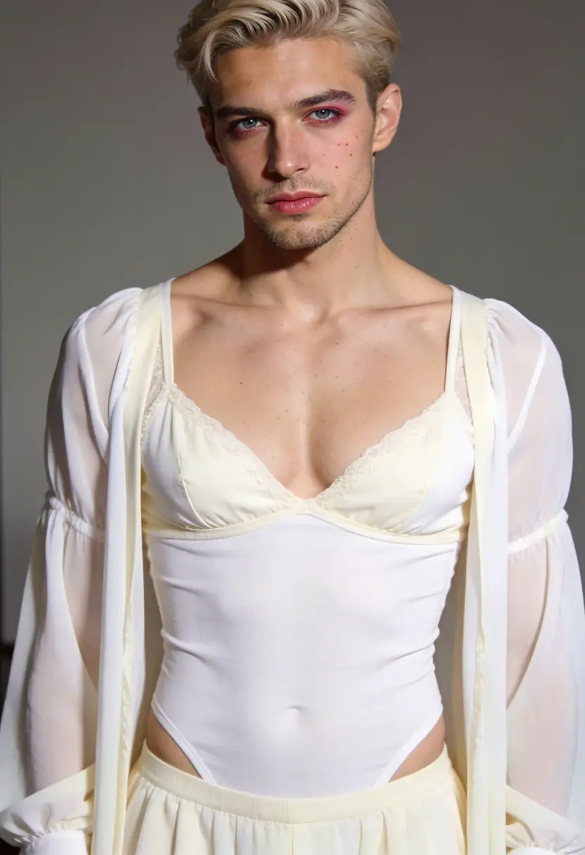 crossdressing boy soft whites creams gentle light