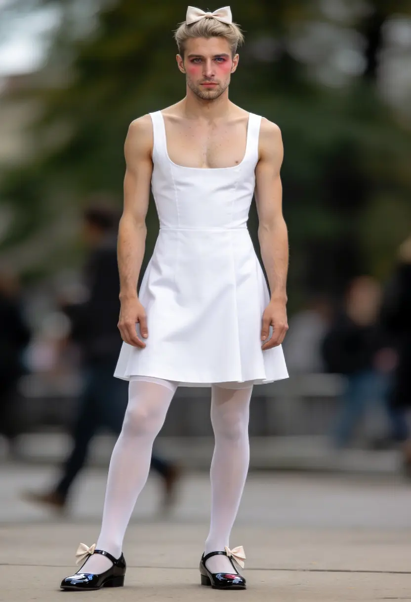 crossdressing boy stockings mary jane shoes