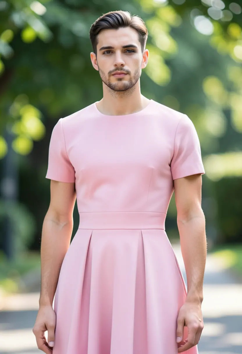 crossdressing boy structured top full skirt elegant