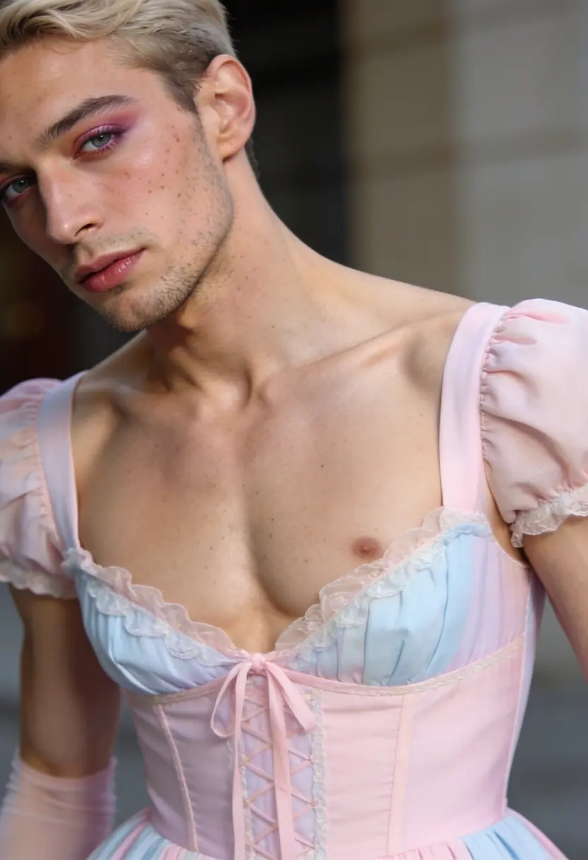 crossdressing boy tonal colors polished style