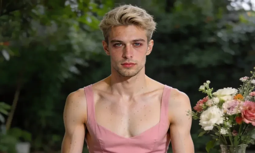 crossdressing-boy-white-socks-black-shoes-table-setting