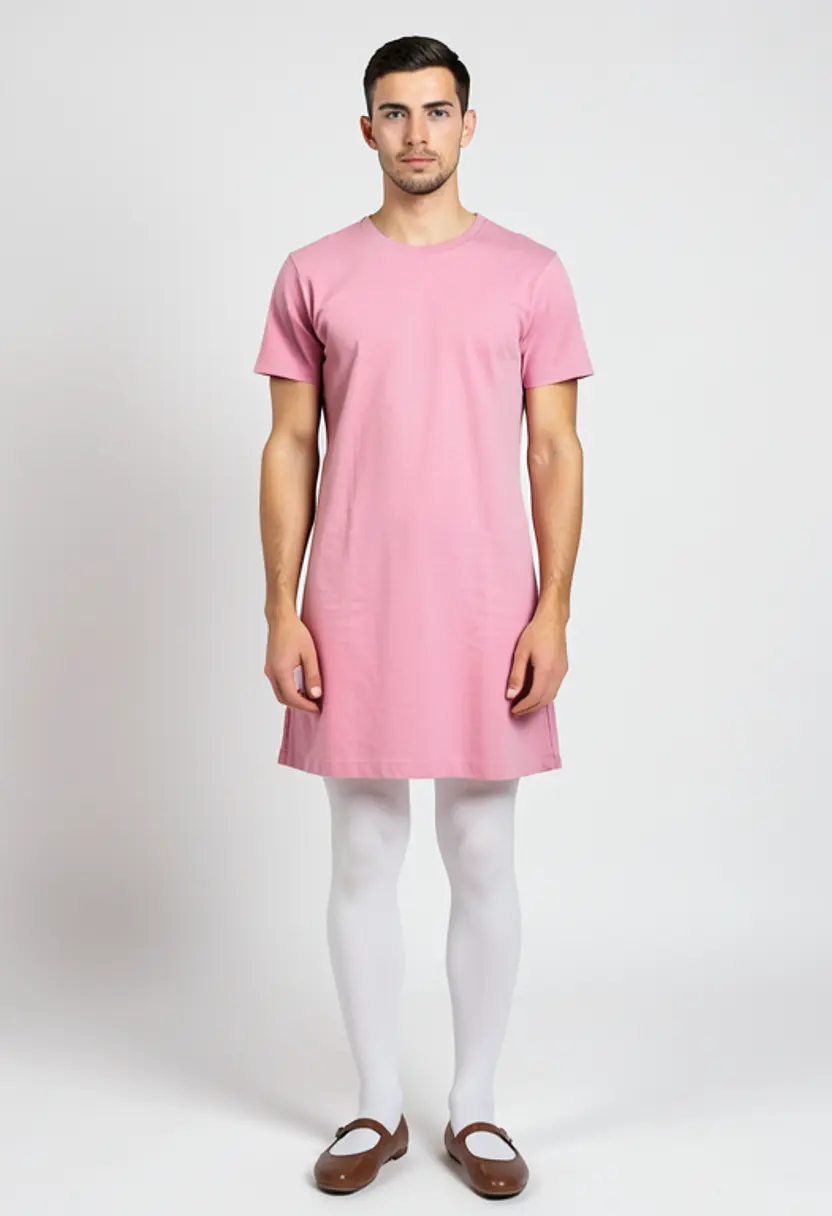 crossdressing boy white tights mary jane shoes studio backdrop